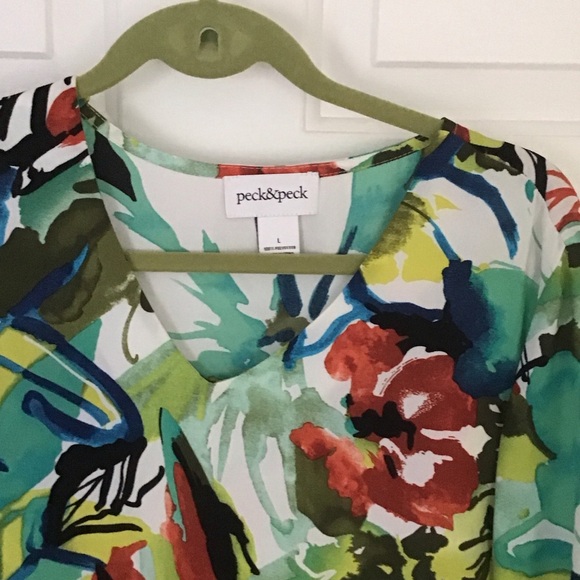 Peck & Peck Dresses & Skirts - Peck & Peck Multicolor Floral V-Neck Dress or long top size L
